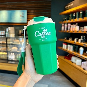Термос-кружка "Coffee" зеленый, 420мл оптом