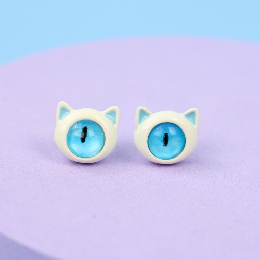 Серьги-гвоздики "White Monster", голубой