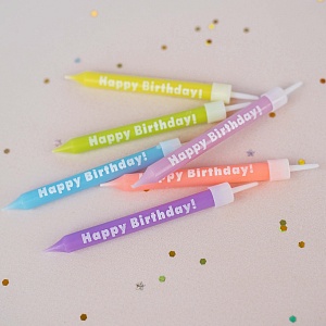 Свечи для торта "Happy Birthday" light color, 6 шт оптом