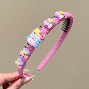 Ободок "Сердечки с бантиками" Кт, розовый