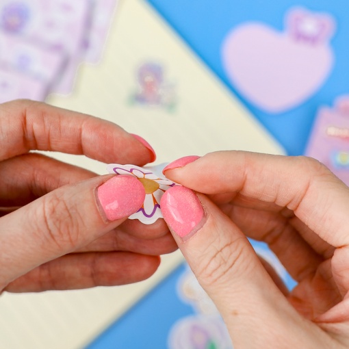 Набор наклеек и стикеров "Be Happy" сиреневый