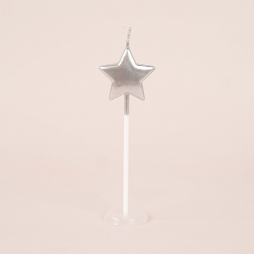 Свеча для торта "Звездочка" серебристая оптом