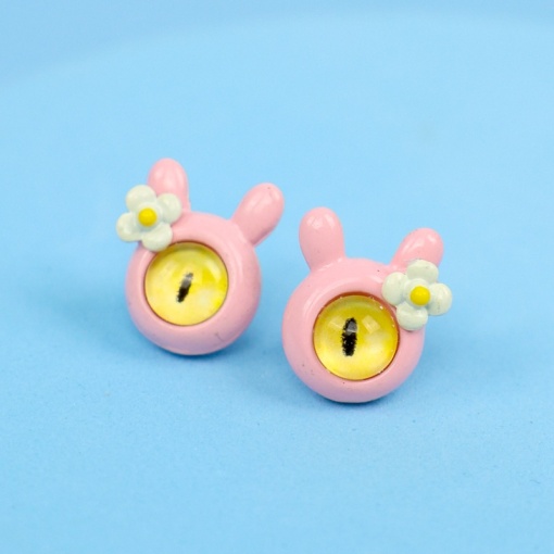 Серьги-гвоздики "Pink Monster" №1, розовый