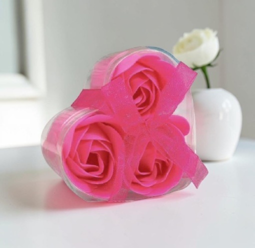 Мыльные цветы "Розочки" фуксия, набор 3шт