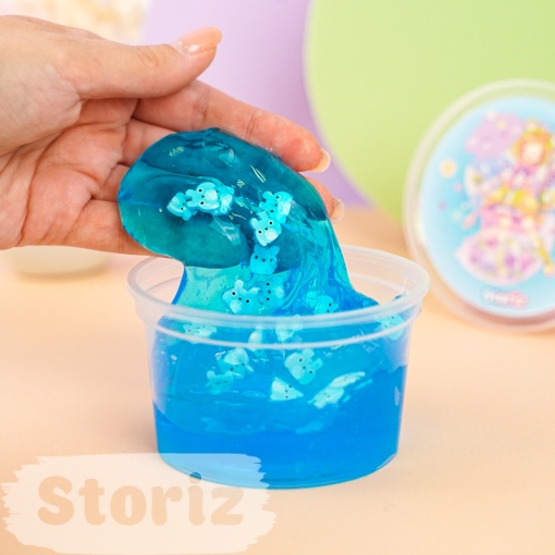 Слайм "Kawaii" полупрозрачный (голубой), с наполнителем + тоторо синий, 200 гр. STORIZ
