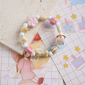 Браслет из бусин "Котик" трехцветный