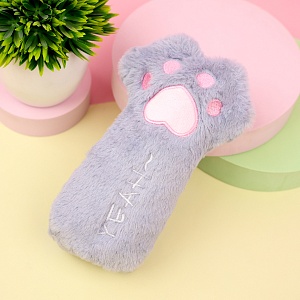 Пенал плюшевый "Лапка Yeah", серый