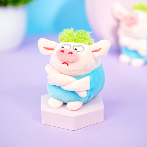 Мягкий брелок "Поросёнок" голубой, 13 см