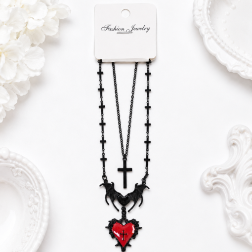 Кулон "Dragon heart" black red, 1шт