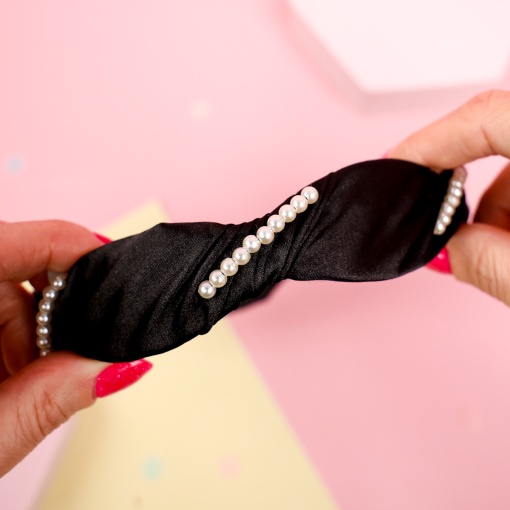 Ободок "Pearl" с бусинами, черный