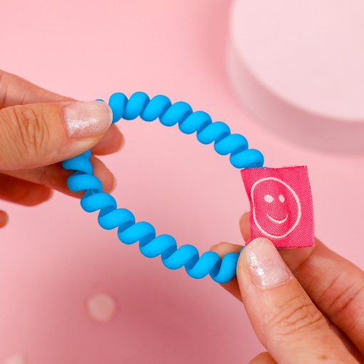 Резинка для волос "Пружинка Смайлик" голубой