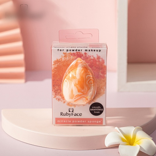 Спонж для макияжа "RubyFace" разводы, оранжевый