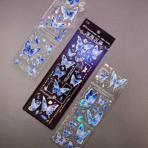 Набор наклеек "Butterfly" Drowning in the sea, синий, 3 листа