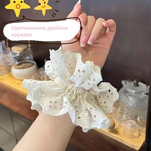 Резинка для волос "Кружево" бежевый