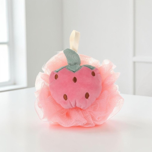 Губка-мочалка "Клубничка" розовый