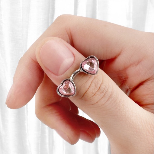 Кольцо "Очки" Сердце, розовый