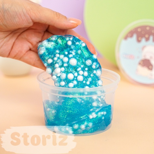 Слайм "Cute Lumb" голубые блёстки + шарики, 150 гр. STORIZ