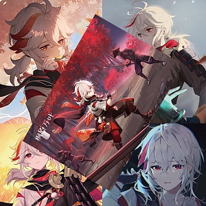 Набор постеров "Genshin Impact" 8 шт, 42х28см (Кадзуха) оптом