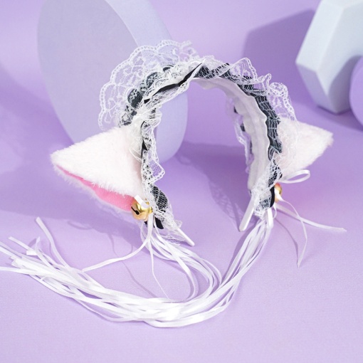 Ободок "Lolita Neko" белый с черной ленточкой