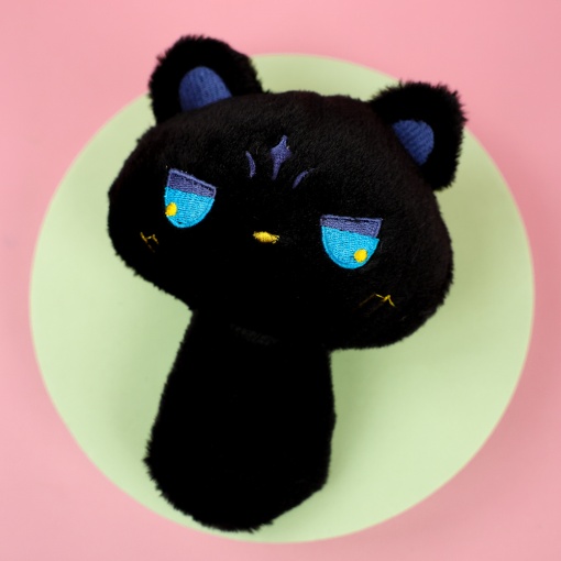 Мягкий брелок "Котик-пищалка" черный, 12см