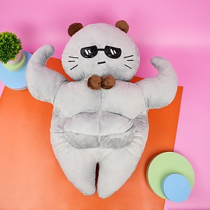 Мягкая игрушка "Кот-качок" серый, 55см