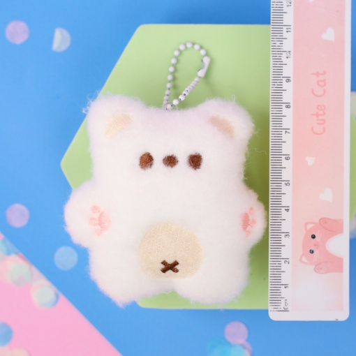 Мягкий брелок "Пищащий мишка" белый