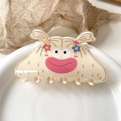 Заколка-крабик "Монстрик с губами" бежевый