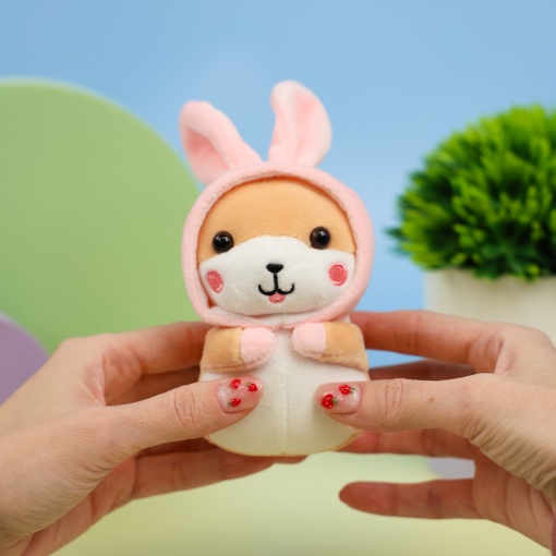 Мягкий брелок "Хомяк в костюме кролика" 11 см