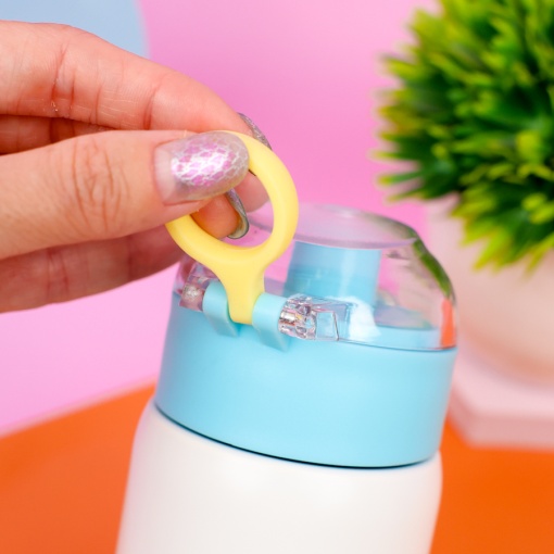 Термос "Lovely day" с трубочкой, бело-голубой, 400 мл. оптом