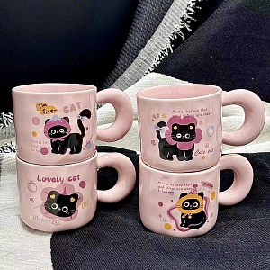 Кружка "Miao" праздничный котик, 400мл, в ассортименте 1шт оптом со склада!