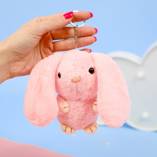 Мягкий брелок "Кролик" розовый, 12 см
