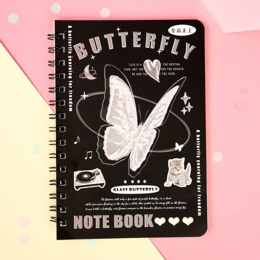 Блокнот на кольцах "Butterfly" черный, А5