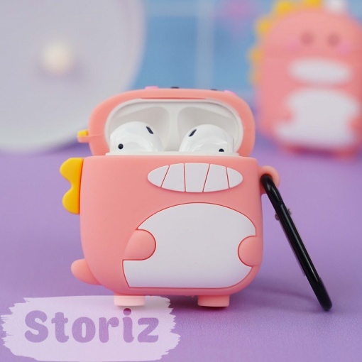 Чехол для AirPods1/2 "Динозавр" розовый