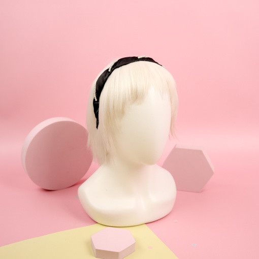 Ободок "Pearl" с бусинами, черный