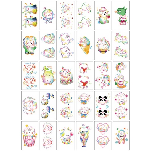 Набор временных татуировок "Characters" INS-30, 5.7x9.7 см, (30 шт)