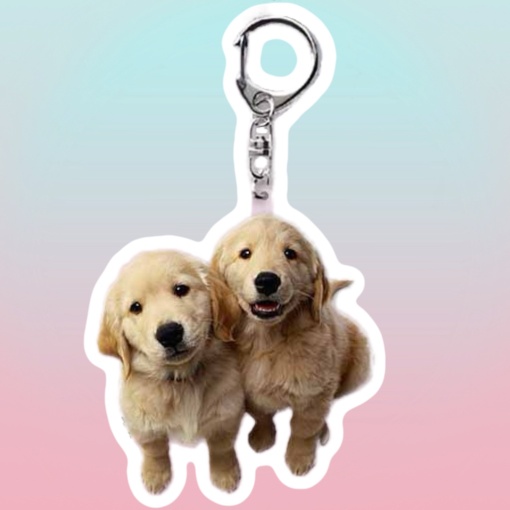 Брелок акриловый "Две собачки" золотистые ретриверы