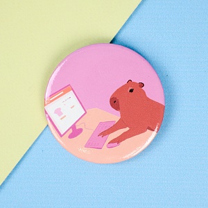 Значок круглый "Капибара" №1, 56мм