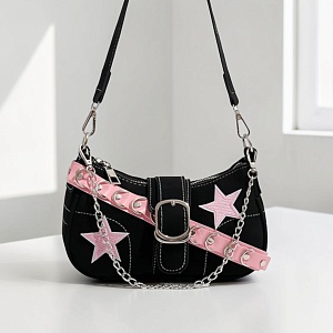 Сумка "Denim stars" розово-черный оптом со склада в Москве