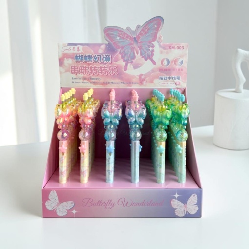 Набор ручек "Butterfly Wonderland" №003 (синий) в шоу-боксе, 36шт