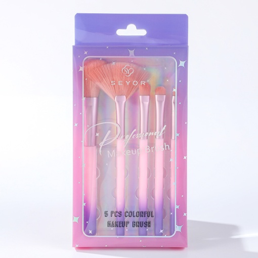 Набор кистей для макияжа "Seyor" розово-фиолетовый 5шт.