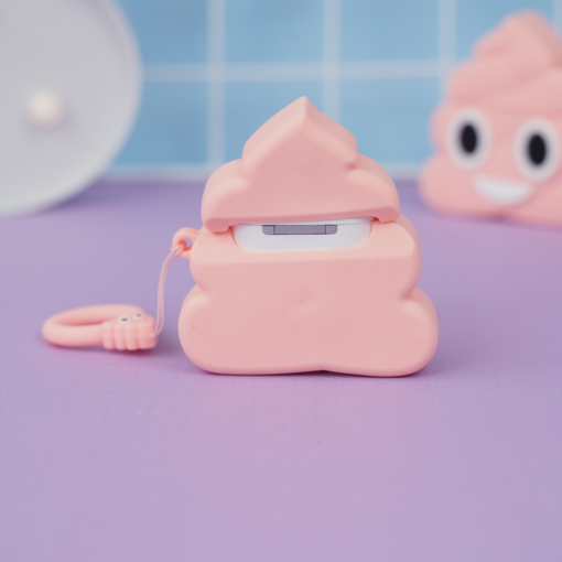 Чехол для AirPods1/2 "Какашка" розовый