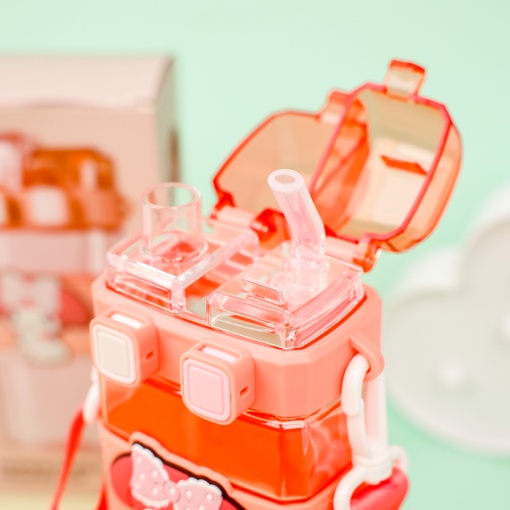 Бутылочка двойная, с трубочкой "My Mld" Мело, красный, 520мл оптом