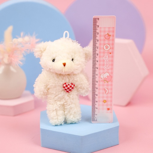 Мягкий брелок "Мишка с сердечком" белый, 10см