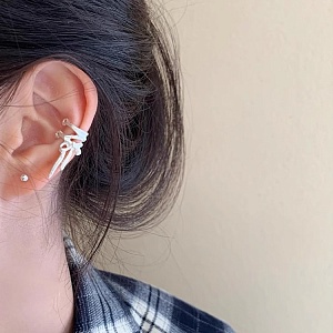 Серьги-каффы "Бантик" серебряный