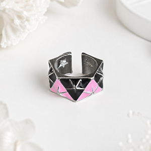 Кольцо "Geometry" pink&black, 1шт