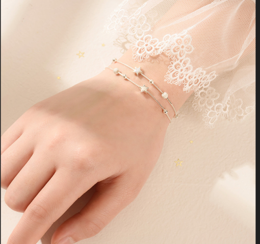 Браслет-цепочка "Звезды" серебряный