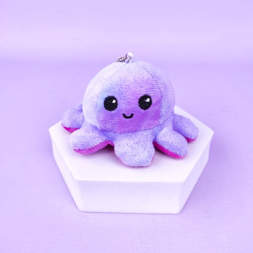 Мягкий брелок-перевертыш "Осьминожек" пудрово-сиреневый, 10 см (тай-дай)