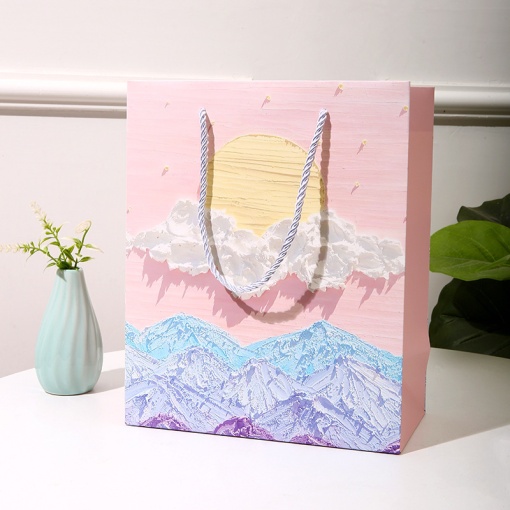 Подарочный пакет "Живопись" розовый 21x11x26см