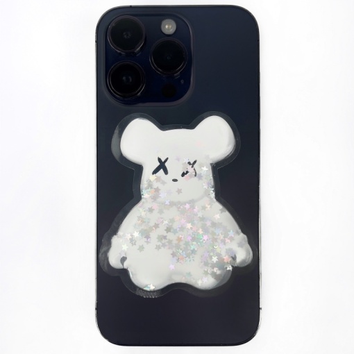 PopSocket "Мишка" с блестками, белый №10