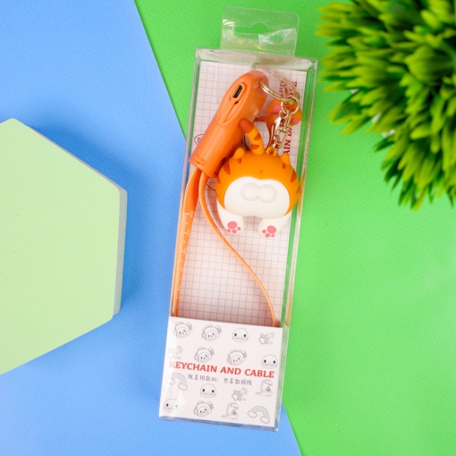 Кабель зарядка "Humor Cat" рыжий 3в1 (USB Type-C, Lightning)